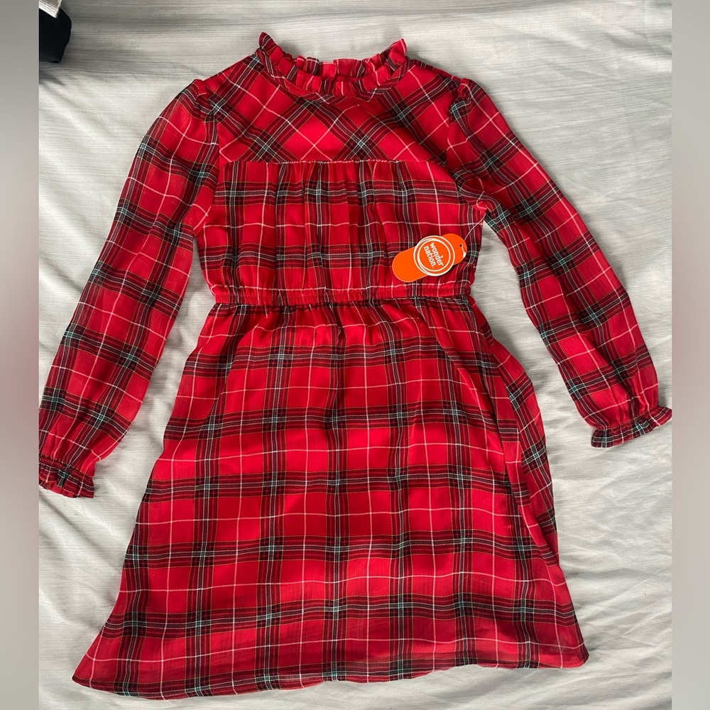 Wonder Nation Size 8 Girls Red and Green Plaid Dress